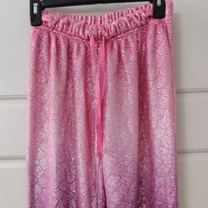 ! Justice Shimmery Pink & Blue Fish Scale Mermaid Pajama Pants Girls Size 14/16!